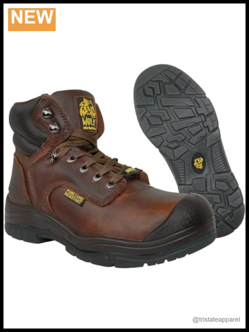 Genuine Leather Steel Toe Work Boots Non-Slip Rubber Sole